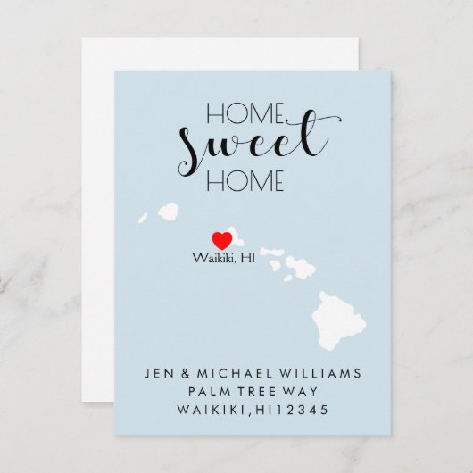 We hebben ons verplaatst | Home Sweet Home Hawaii Aankondigingskaart (Voorkant / Achterkant)