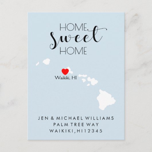 We hebben ons verplaatst | Home Sweet Home Hawaii Aankondigingskaart (Voorkant)