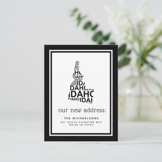 We hebben ons verplaatst | Idaho Typografie Feestdagenkaart (Staand voorkant)