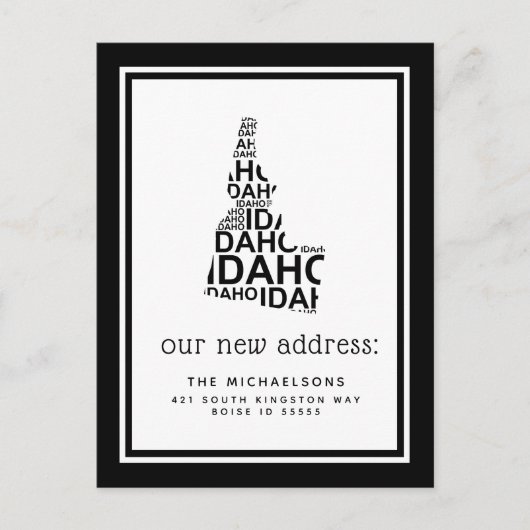 We hebben ons verplaatst | Idaho Typografie Feestdagenkaart (Voorkant)