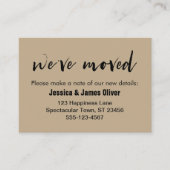 "We hebben ons verplaatst" Kaart op Warm Sand w/ S Visitekaartje (Voorkant)