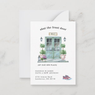 We hebben ons verplaatst   Kaart van de aankondigi Notitiekaartje