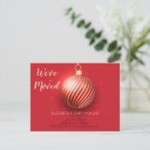 We hebben ons verplaatst, kerstbal, nieuw adres aankondigingskaart (Staand voorkant)