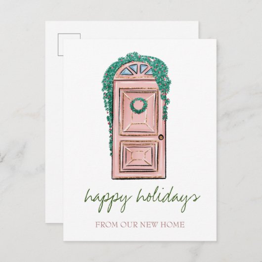 We hebben ons verplaatst, kerstdeur. aankondigingskaart (Voorkant / Achterkant)