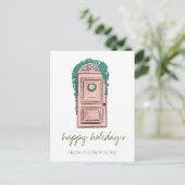 We hebben ons verplaatst, kerstdeur. aankondigingskaart (Staand voorkant)