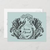 We hebben ons verplaatst | Kute Hand Drawn Home Briefkaart (Voorkant / Achterkant)
