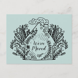 We hebben ons verplaatst   Kute Hand Drawn Home Briefkaart