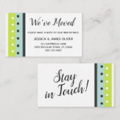 "We hebben ons verplaatst" Limoen, blauwe en donke Informatiekaartje (Voorkant / Achterkant)