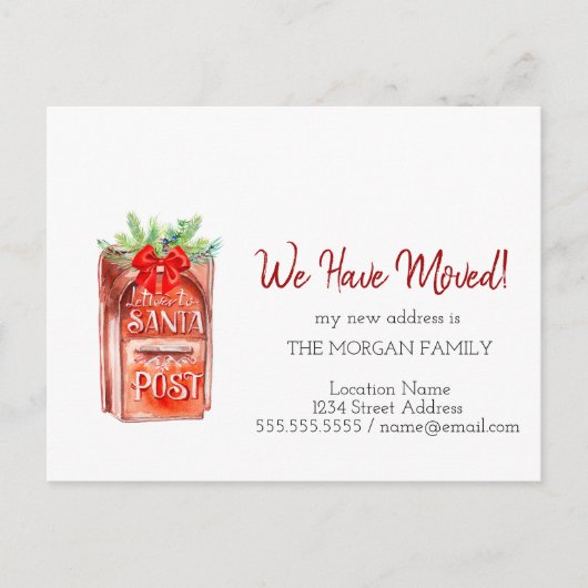We hebben ons verplaatst, mailbox Letter naar Sant Aankondigingskaart (Voorkant)