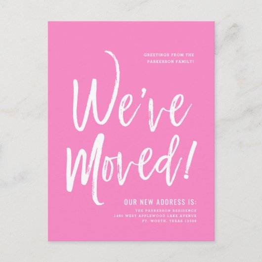 We hebben ons verplaatst | Minimale Briefkaart van (Voorkant)