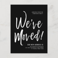 We hebben ons verplaatst | Minimale Briefkaart voo