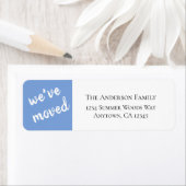 We hebben ons verplaatst | Modern blauw retouradre Etiket (Insitu)