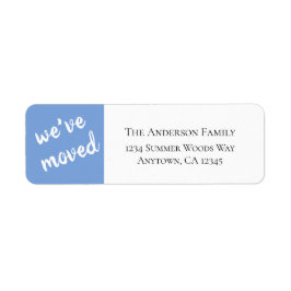 We hebben ons verplaatst | Modern blauw retouradre Etiket