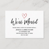 "We hebben ons verplaatst" Modern Handschrift, Red Visitekaartje (Voorkant)