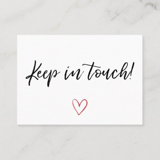 "We hebben ons verplaatst" Modern Handschrift, Red Visitekaartje (Achterkant)