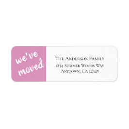 We hebben ons verplaatst | Modern roze logo Etiket
