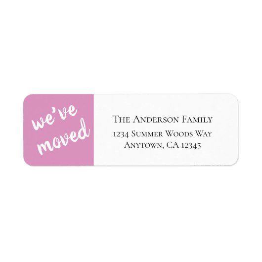 We hebben ons verplaatst | Modern roze logo Etiket (Voorkant)