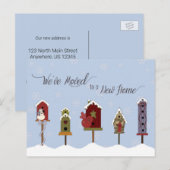 We hebben ons verplaatst, New Address Winter Birdh Aankondigingskaart (Voorkant / Achterkant)