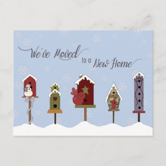 We hebben ons verplaatst, New Address Winter Birdh Aankondigingskaart (Voorkant)
