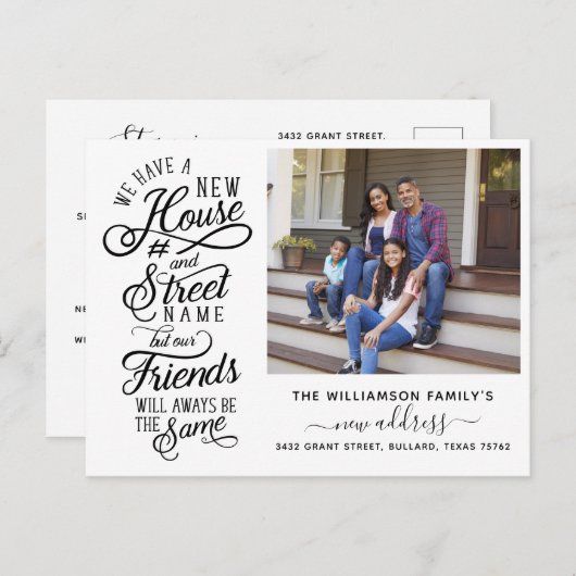 We hebben ons verplaatst | New House Number & Stre Aankondigingskaart (Voorkant / Achterkant)