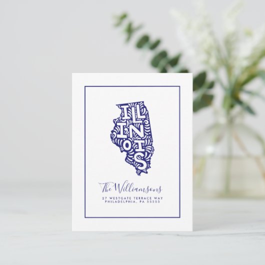 We hebben ons verplaatst | Nieuw adres | Illinois Briefkaart (Staand voorkant)
