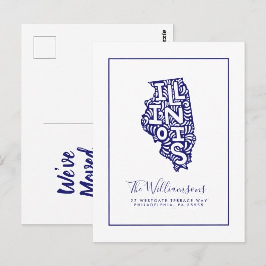 We hebben ons verplaatst | Nieuw adres | Illinois Briefkaart (Voorkant / Achterkant)