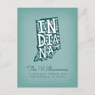 We hebben ons verplaatst Nieuw adres Indiana Briefkaart