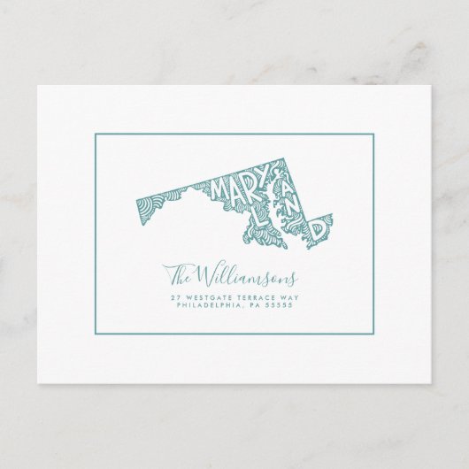 We hebben ons verplaatst | Nieuw adres | Maryland Briefkaart (Voorkant)