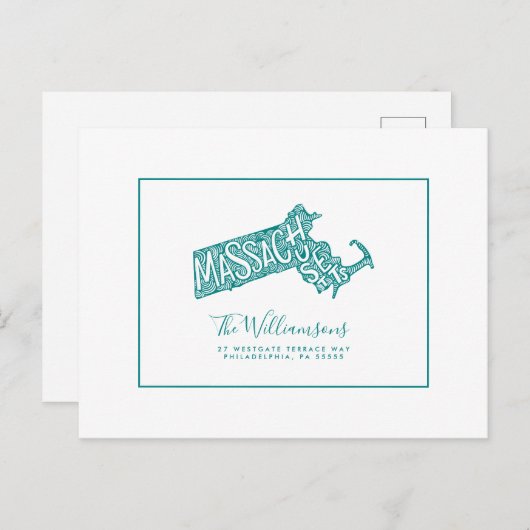 We hebben ons verplaatst | Nieuw adres | Massachus Briefkaart (Voorkant / Achterkant)