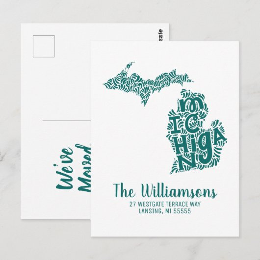We hebben ons verplaatst | Nieuw adres | Michigan Briefkaart (Voorkant / Achterkant)