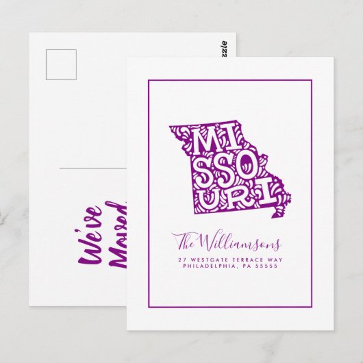 We hebben ons verplaatst | Nieuw adres | Missouri Briefkaart (Voorkant / Achterkant)