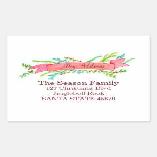 We hebben ons verplaatst/nieuw adres, waterverf ke rechthoekige sticker