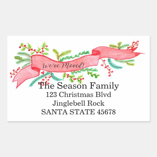 We hebben ons verplaatst/nieuw adres, waterverf ke rechthoekige sticker (Voorkant)