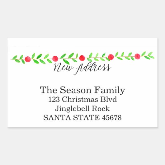 We hebben ons verplaatst/nieuw adres, waterverf ke rechthoekige sticker (Voorkant)