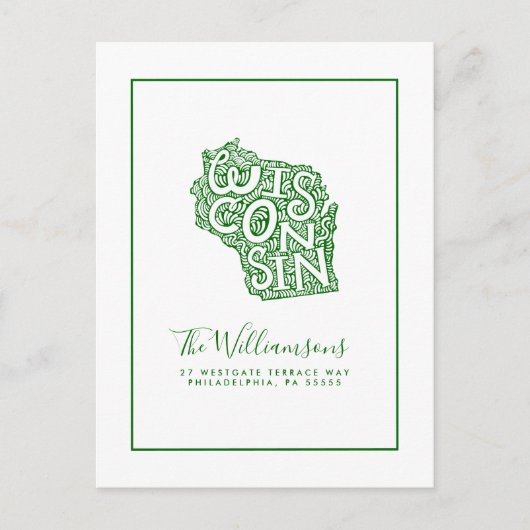 We hebben ons verplaatst | Nieuw adres | Wisconsin Briefkaart (Voorkant)