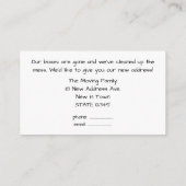 We hebben ons verplaatst - Nieuwe adresaankondigin Informatiekaartje (Achterkant)