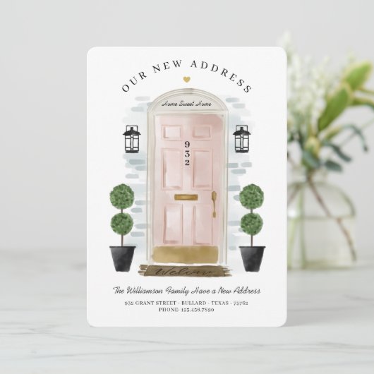 We hebben ons verplaatst - Nieuwe Waterverf Adres  Aankondiging (Staand voorkant)