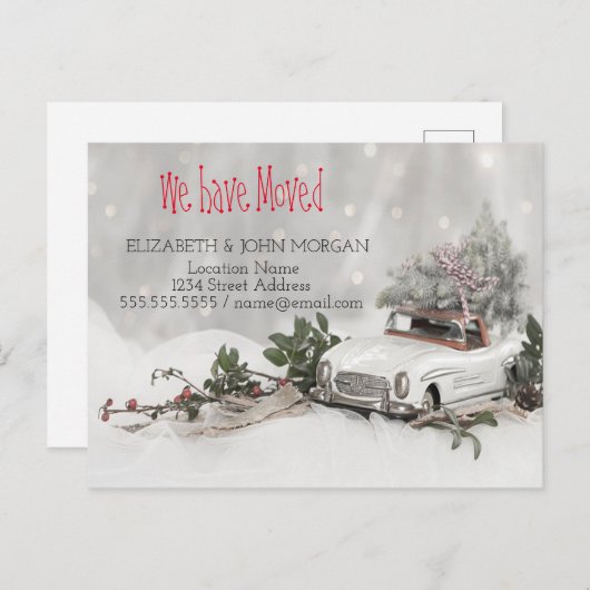 We hebben ons verplaatst, pingstructuur, auto, sne aankondigingskaart (Voorkant / Achterkant)