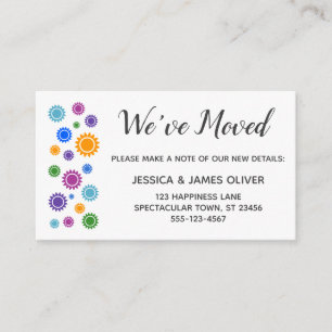 "We hebben ons verplaatst" Plaats kaarten met kleu