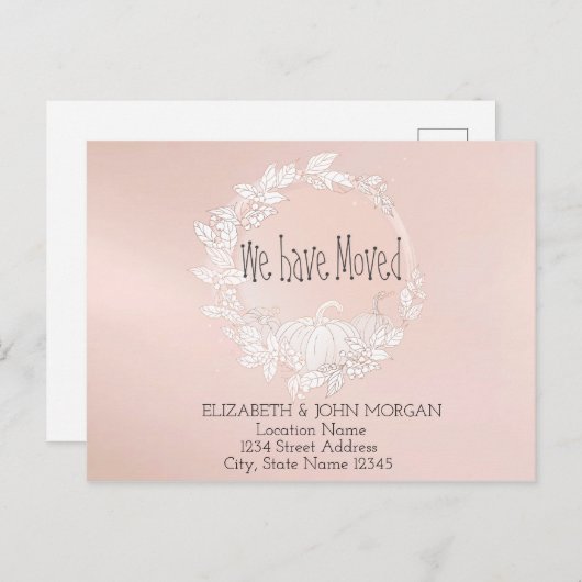 We hebben ons verplaatst, pompoen nieuw adres aankondigingskaart (Voorkant / Achterkant)