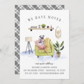 We hebben ons verplaatst | Pug Dog Moving Announge Aankondiging (Voorkant / Achterkant)