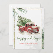 We hebben ons verplaatst, Red Truck, Pine Tree Sno Aankondigingskaart (Voorkant / Achterkant)