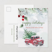 We hebben ons verplaatst, Red Truck, Pine Tree Sno Aankondigingskaart (Voorkant / Achterkant)