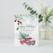 We hebben ons verplaatst, Red Truck, Pine Tree Sno Aankondigingskaart (Staand voorkant)