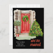 We hebben ons verplaatst | Rode kerstdeur | Nieuw  Aankondigingskaart (Voorkant / Achterkant)
