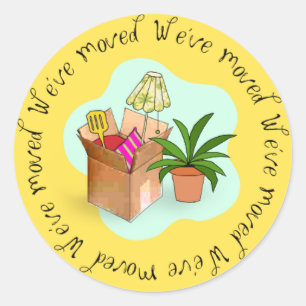 We hebben ons verplaatst ronde sticker