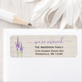 We hebben ons verplaatst | Rustic Lavender Return Etiket