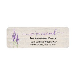 We hebben ons verplaatst | Rustic Lavender Return  Etiket