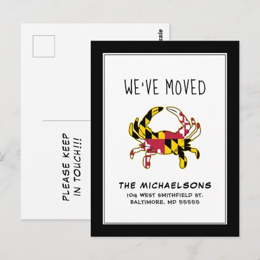 We hebben ons verplaatst | Staatscool Baltimore Briefkaart (Voorkant / Achterkant)
