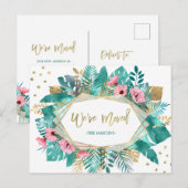 We hebben ons verplaatst | Tropische goudbladeren Briefkaart (Voorkant / Achterkant)